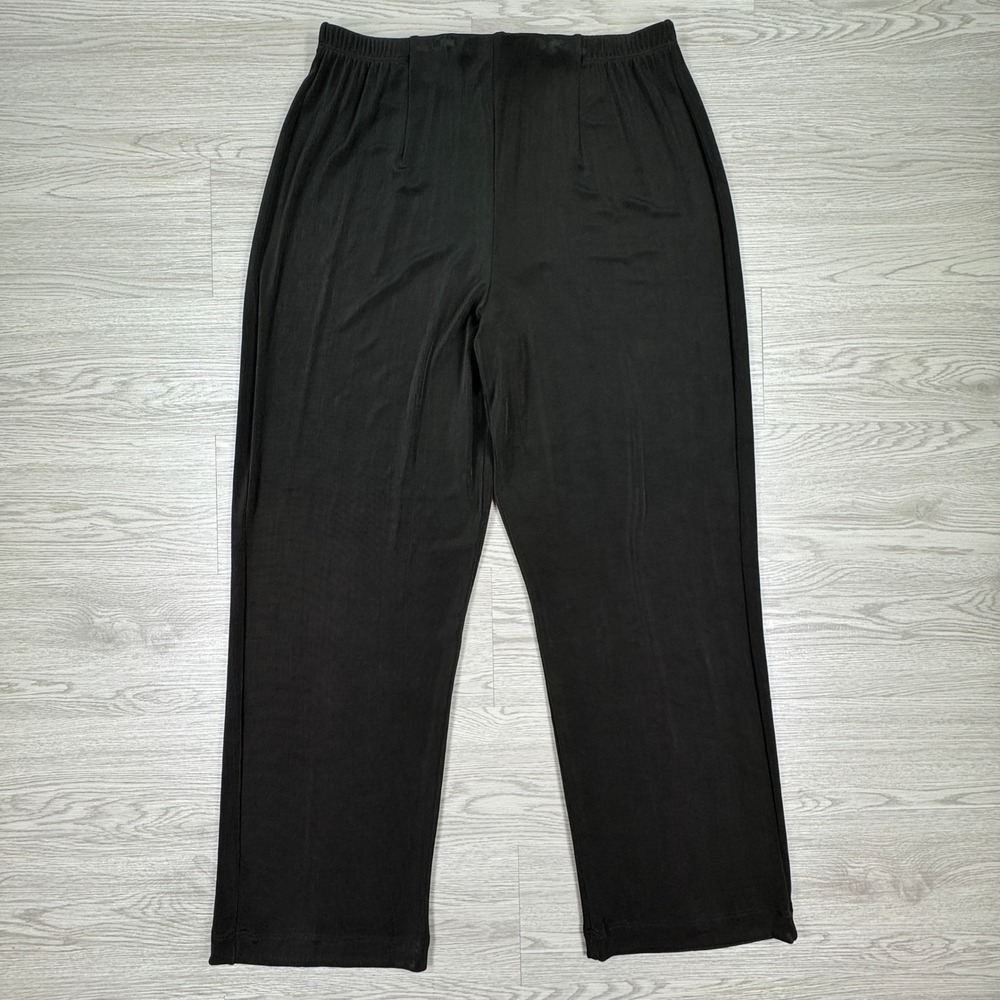 Chico's Women's Pants Travelers Slinky Knit Dark Green Sz 3 Pull On Straight Leg